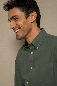 Camicia Button Down in misto lino cotone