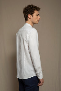Camicia coreana in misto lino cotone