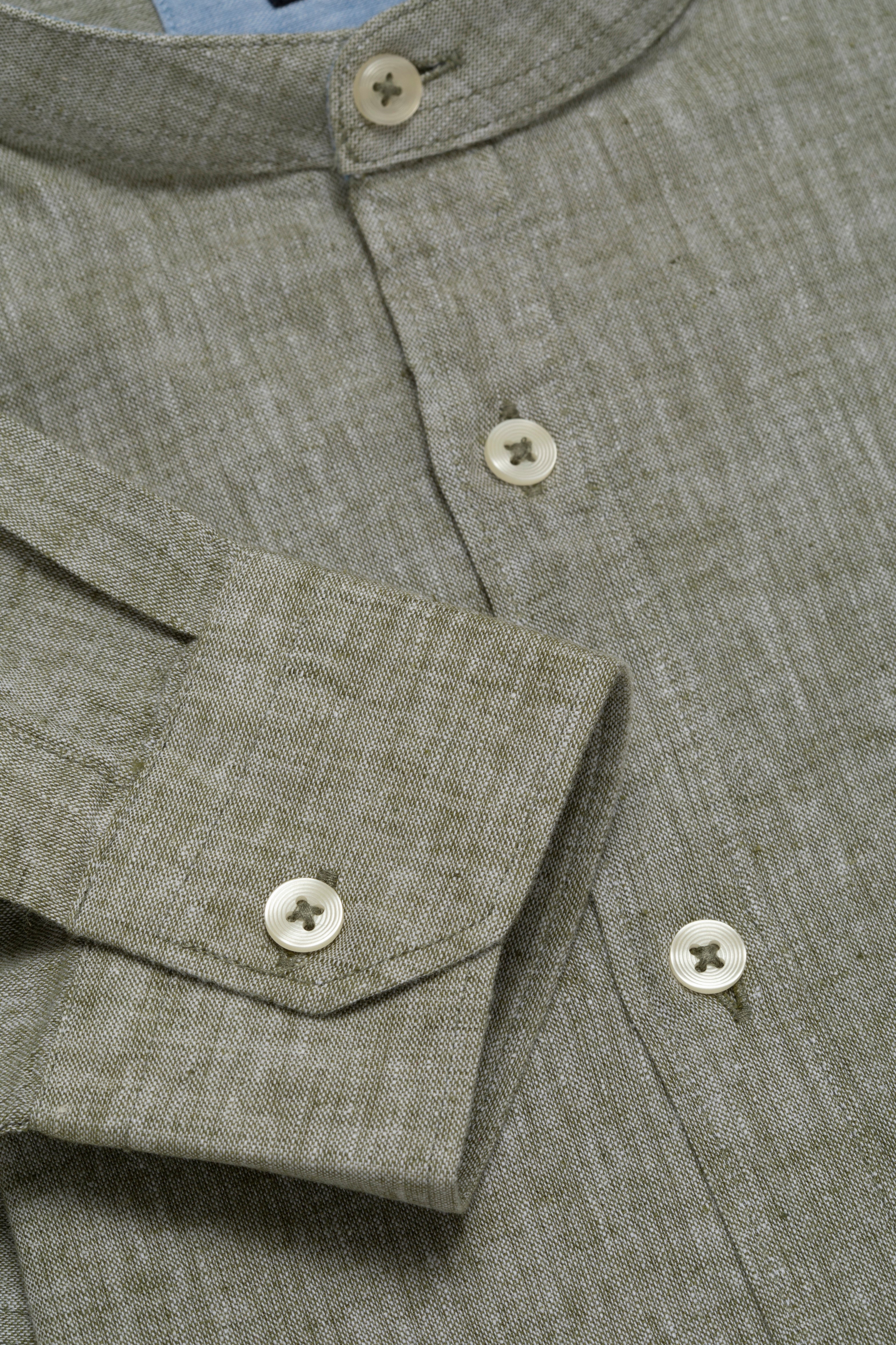 Camicia coreana in misto lino cotone