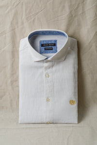 Camicia collo classico in tinto filo misto lino cotone