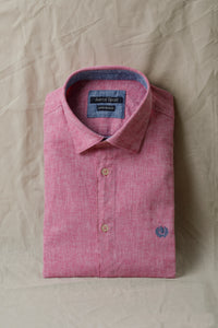 Camicia collo classico in tinto filo misto lino cotone