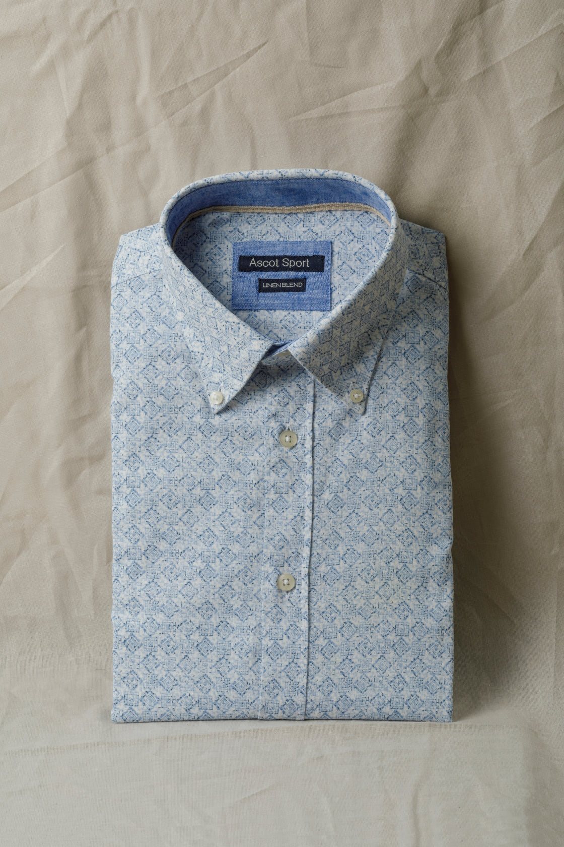 Camicia stampa maioliche in misto lino cotone