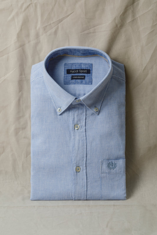 Camicia in fantasia in misto lino cotone riga piccola