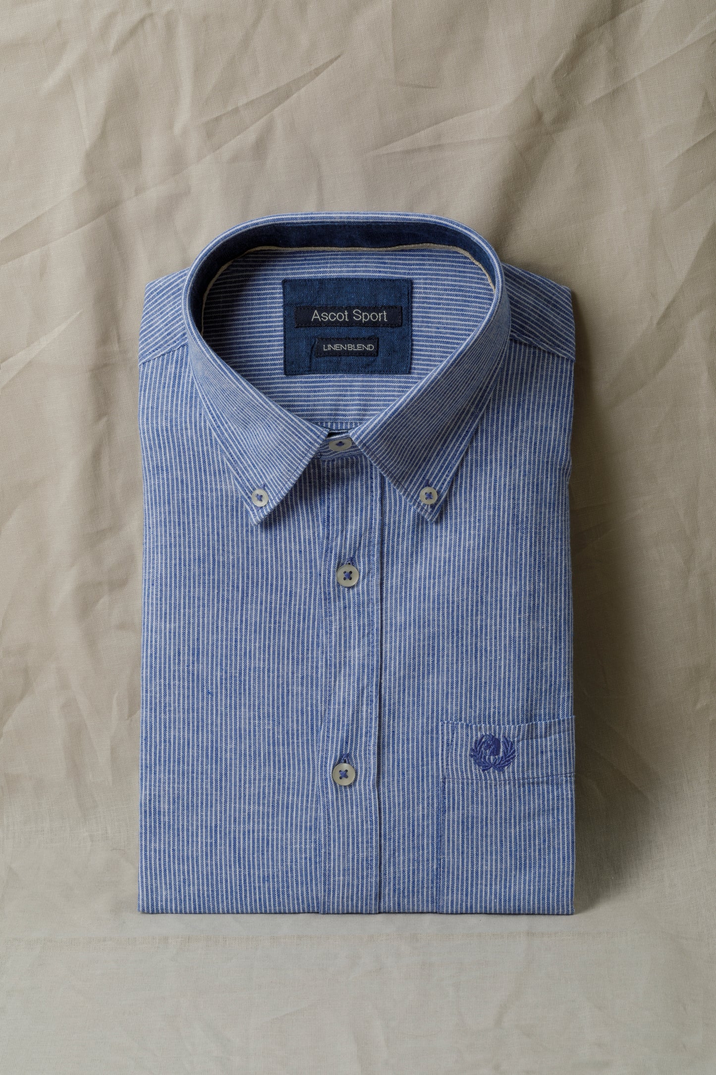 Camicia in fantasia in misto lino cotone riga piccola