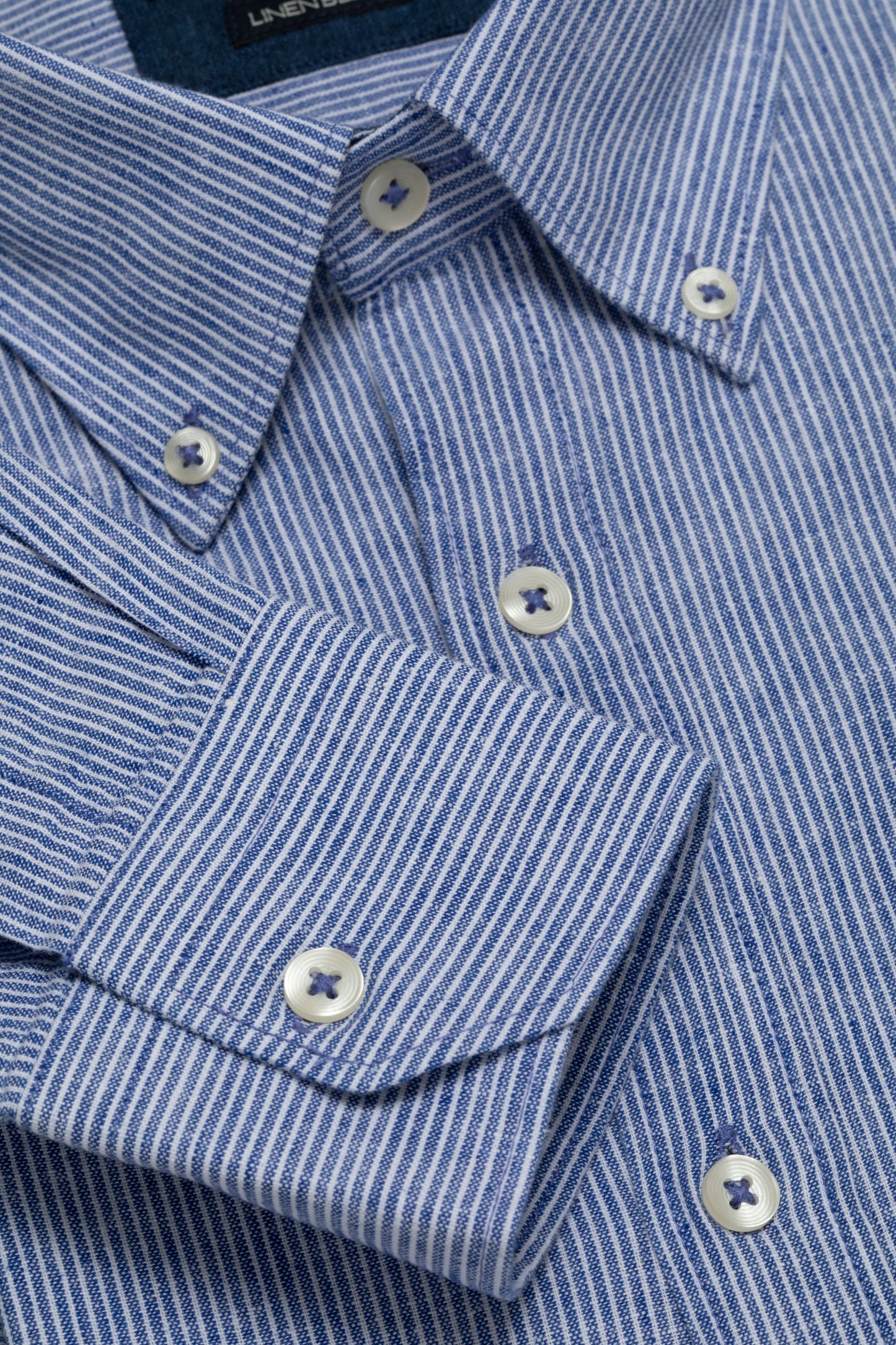 Camicia in fantasia in misto lino cotone riga piccola