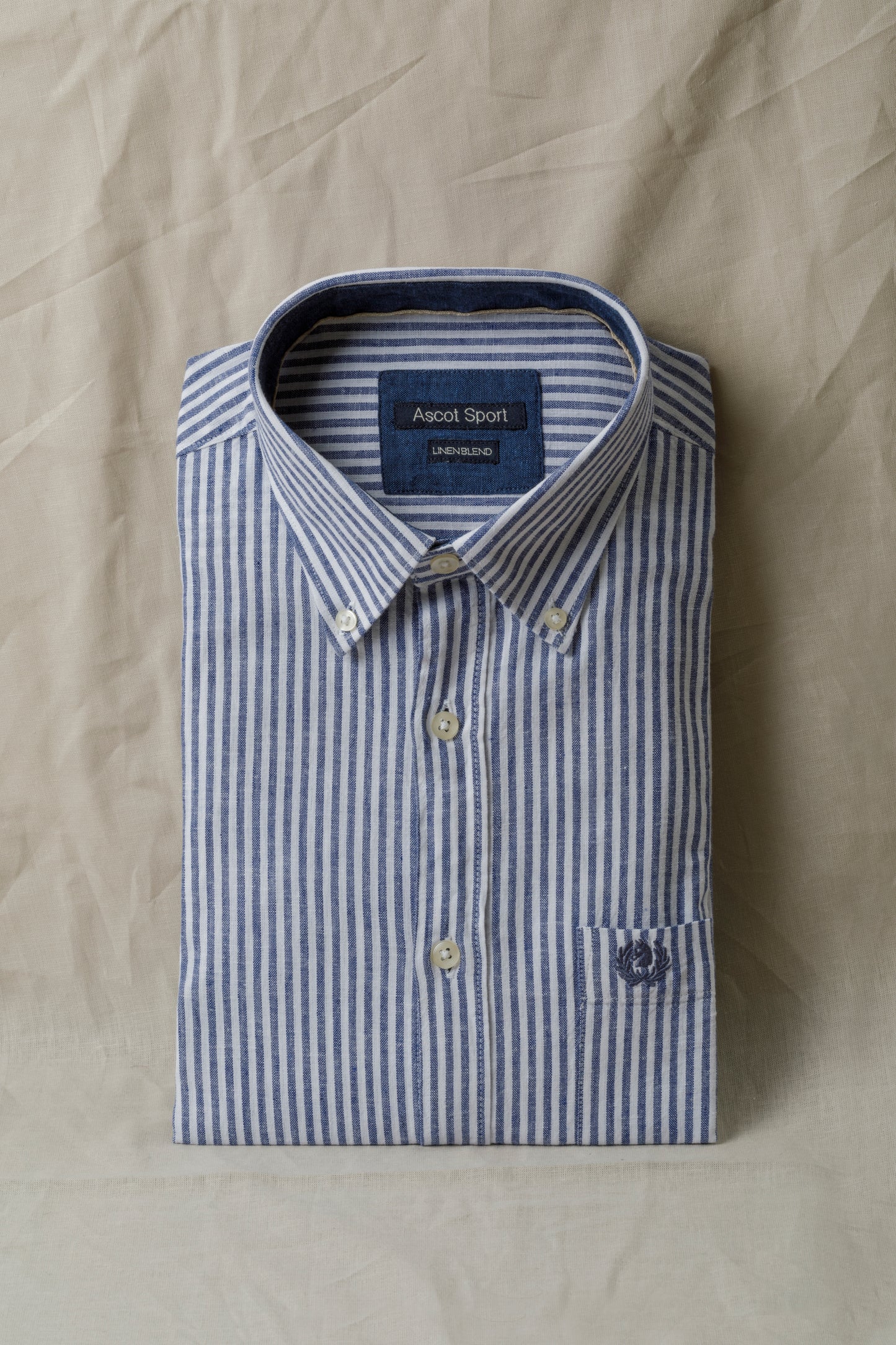 Camicia in fantasia in misto lino cotone riga media