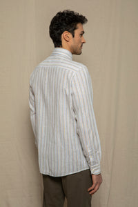 Camicia in fantasia in misto lino cotone multicolore