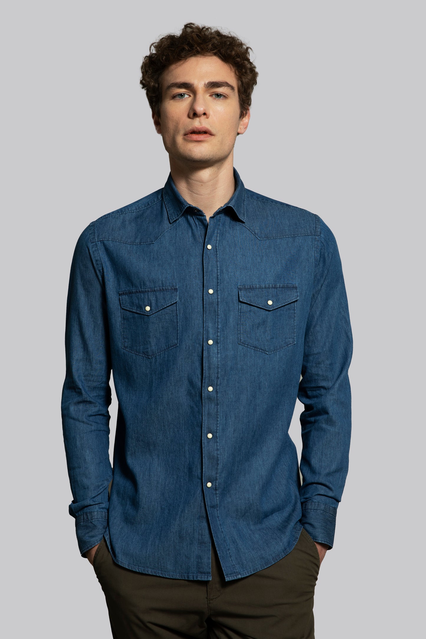 Camicia in Denim modello Western