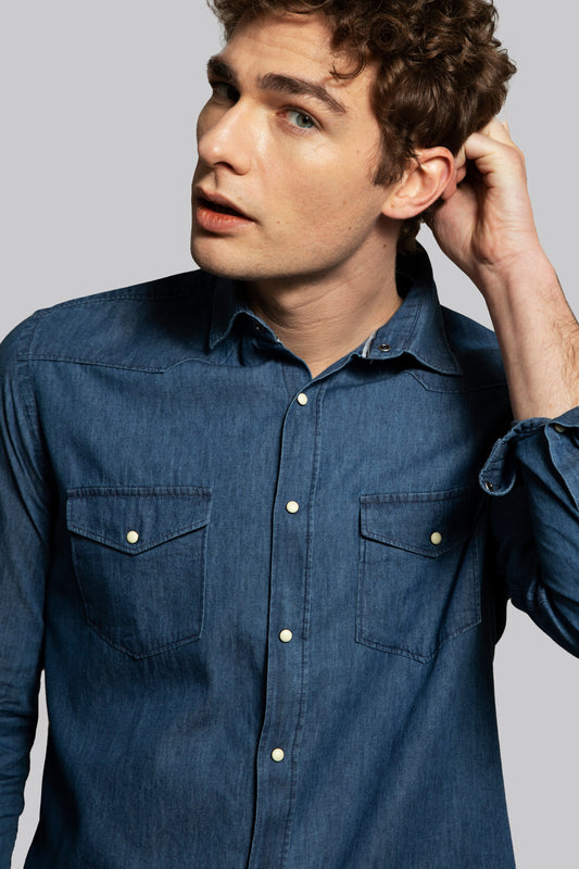 Camicia in Denim modello Western