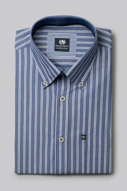 Camicia in popeline di cotone riga alternata