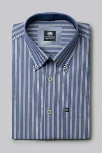 Camicia in popeline di cotone riga alternata