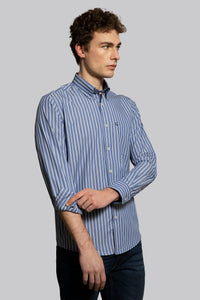 Camicia in popeline di cotone riga alternata