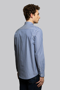 Camicia in popeline di cotone riga alternata