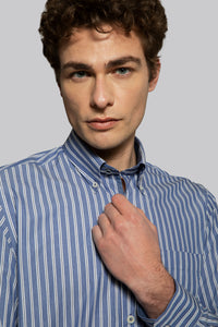 Camicia in popeline di cotone riga alternata