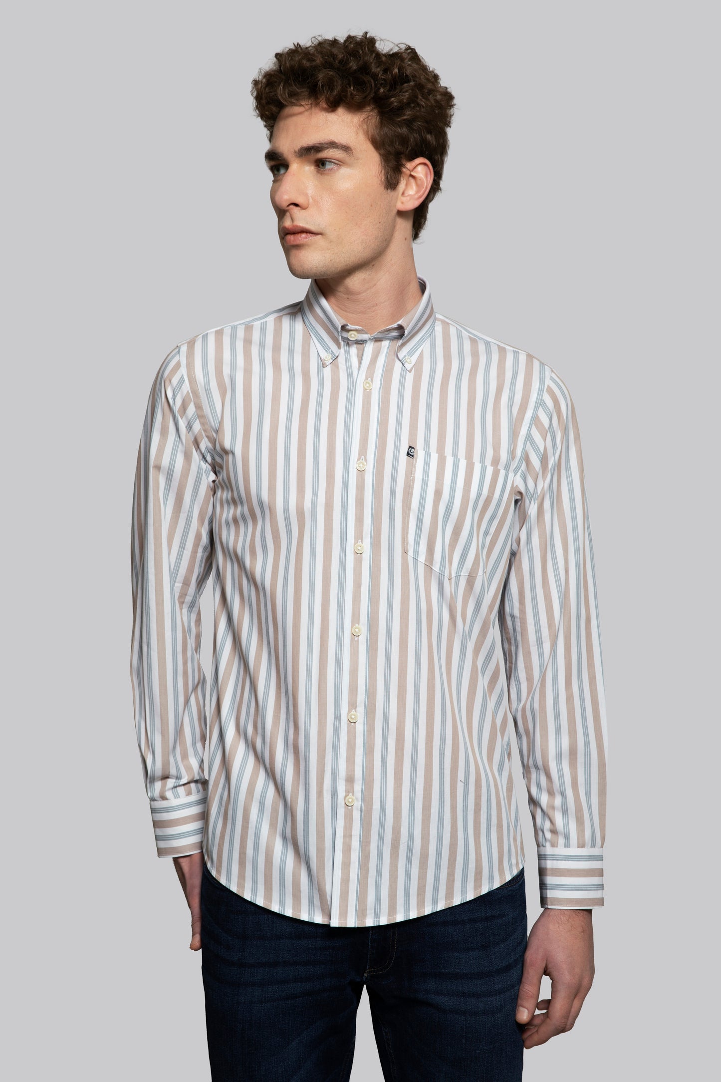 Camicia in Popeline di Cotone riga alternata