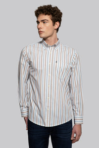 Camicia in Popeline di Cotone riga alternata