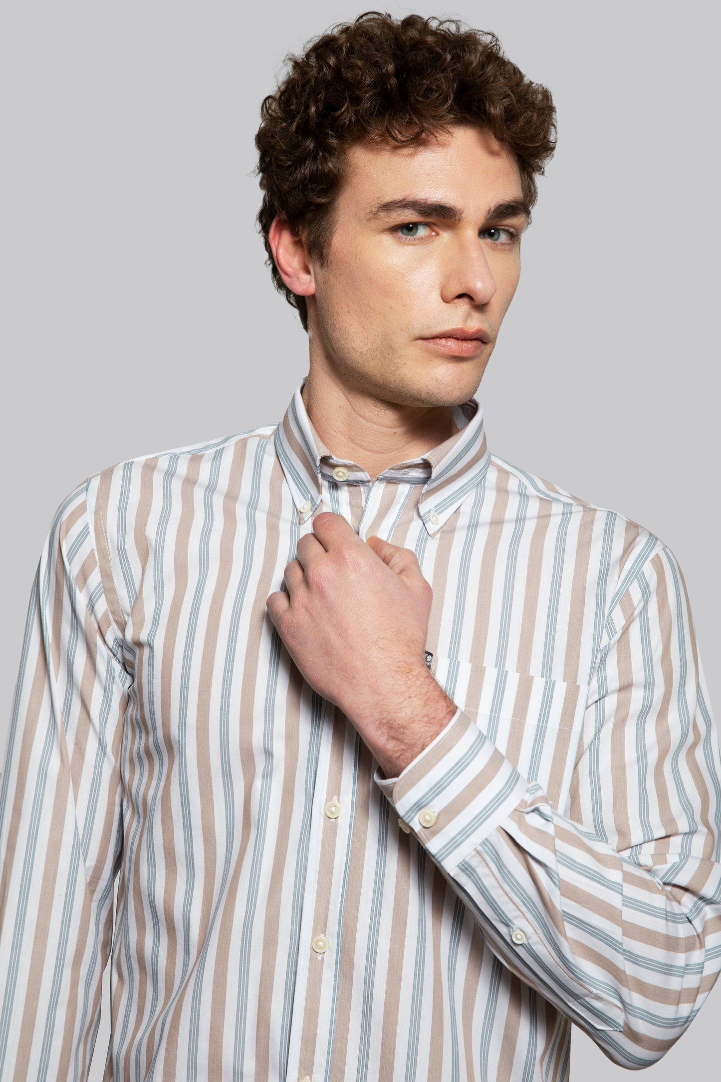 Camicia in Popeline di Cotone riga alternata