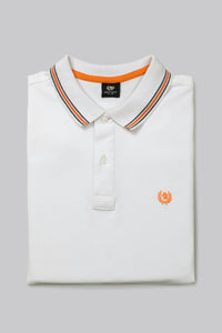 Polo manica corta in cotone stretch con contrasto colore e logo sottocollo