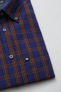 Camicia blu con motivo tartan