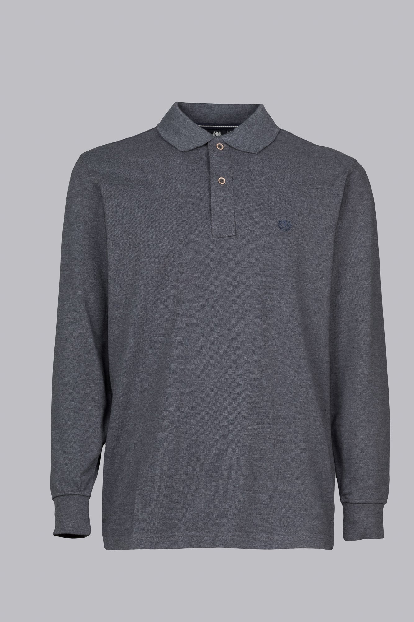 Grey long-sleeved polo shirt