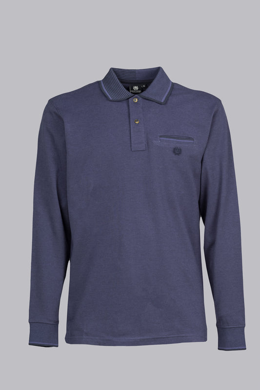 Blue polo shirt with contrasting details