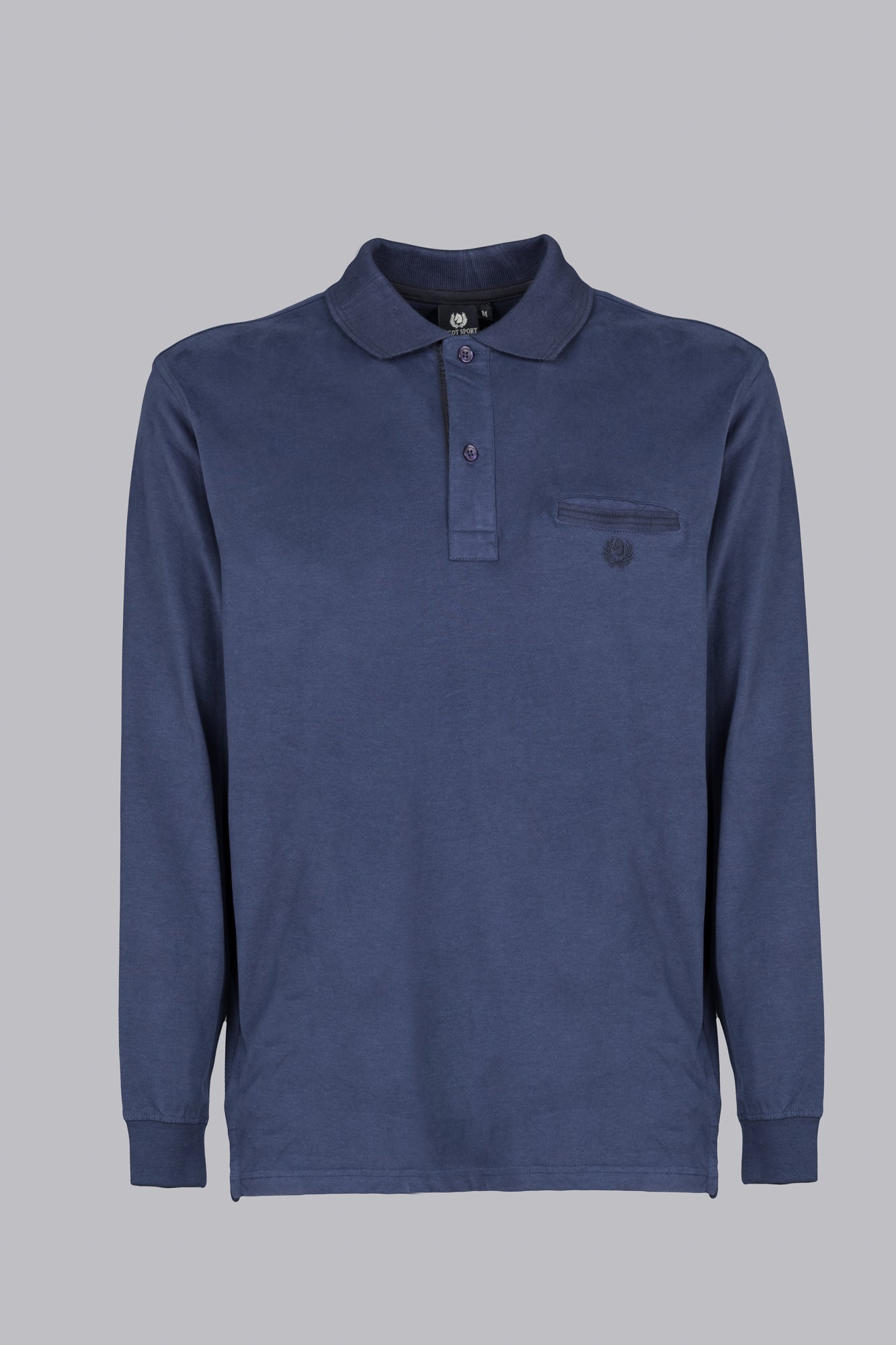 Blue long-sleeved polo shirt