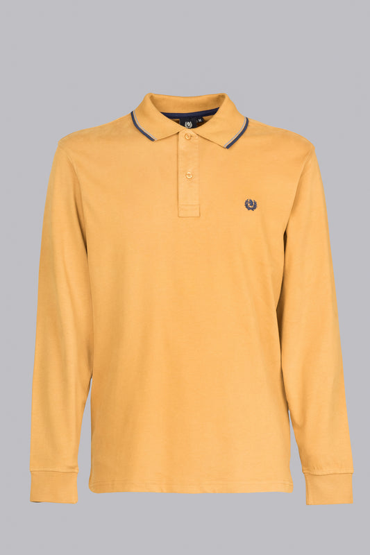 Yellow long-sleeved polo shirt