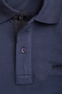 Polo blu a maniche lunghe