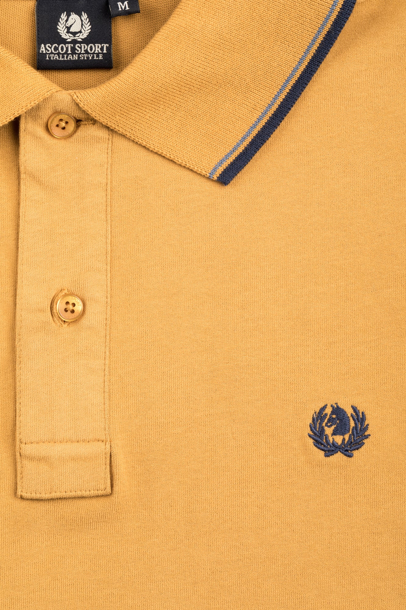 Yellow long-sleeved polo shirt