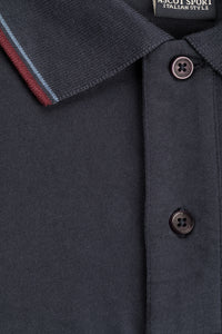 Polo blu a maniche lunghe