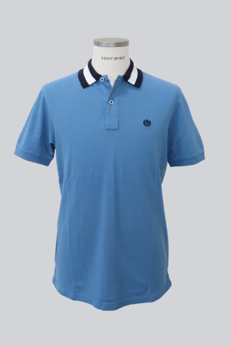 Polo blu con collo a contrasto