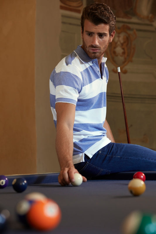 Polo rigato da uomo 100% cotone